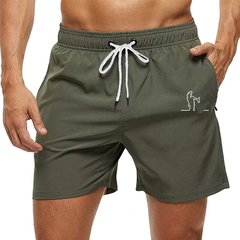 Men\'s Swim Trunks Beach Shorts Drawstring with Mesh Lining Elastic Waist Plain Breathable Soft Casual Daily Streetwear