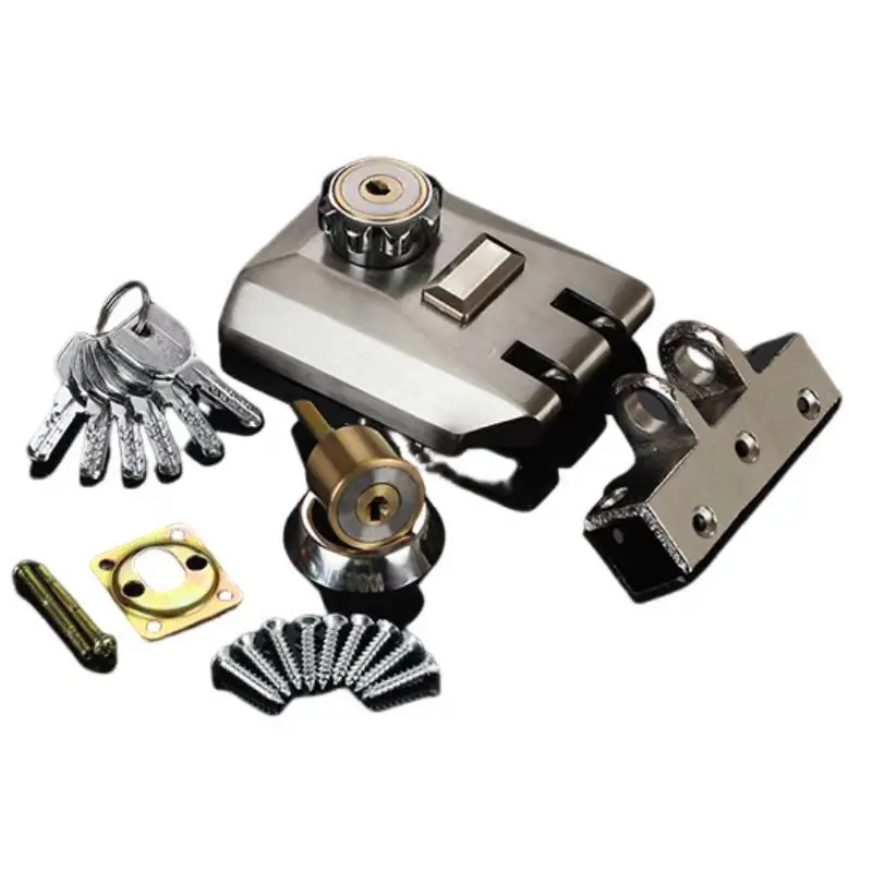 

Outdoor Sliding Door Steel Gate Lock Strength Wheel Hook Iron Door Lock Automatic Latch Exterior Double Open Sliding