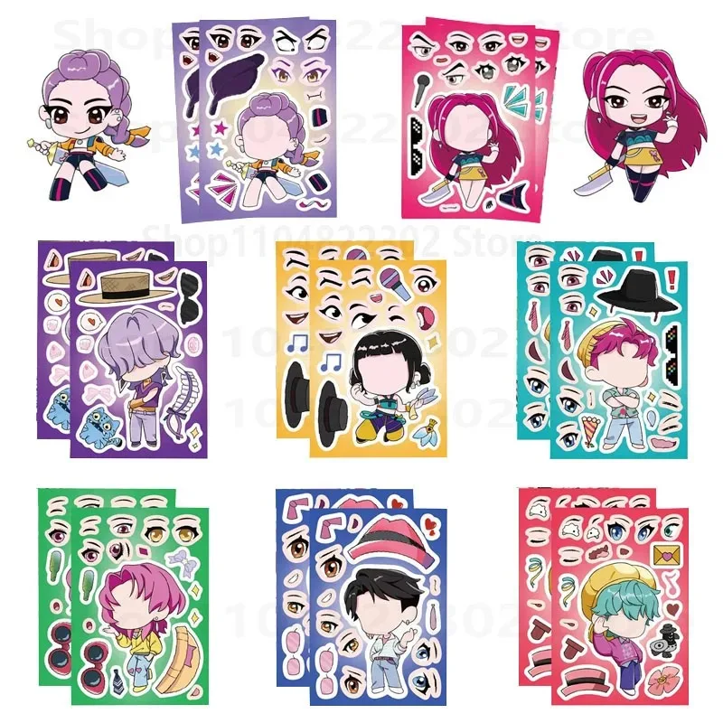 -2026,8-24 قطعة لطيف KPop شيطان الصيادين لغز ملصقات جعل Fac الكرتون DIY بها بنفسك الهاتف المحمول الأمتعة سكيت الكتابة على الجدران الشارات #1