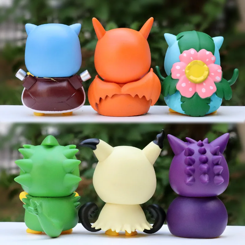 6Pcs Pocket Monsters Anime Figure Kawaii Pikachu In Disguise Action Figures PVC Adult Collection Model Dolls Toys Gift