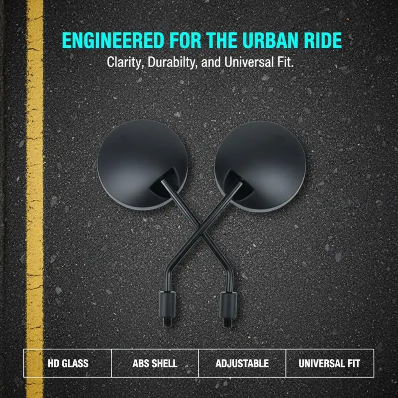 Safe Riding Bike Handlebar Mirror 1 Pair Universal 22mm Rounded 360° Adjustable Side Mirror for Urban Mountain Biking