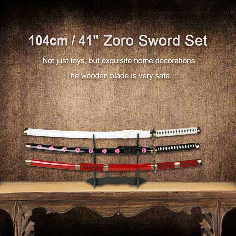 104Cm Roronoa Zoro Swords Hand Made Katana Japanese Anime Cosplay Samurai Shusui Enma Kitetsu Free Sword Holder An CMM2101