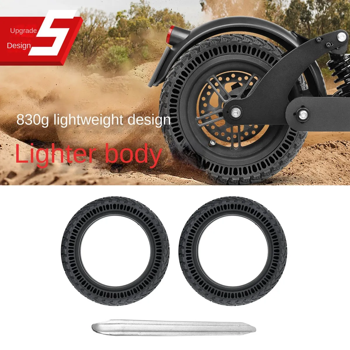 2PCS Upgrade Damping Solid Tire for Xiaomi M365 for Gotrax XR/M365 Pro 8.5 Inches Solid Honeycomb Shock Tires W/Crowbar