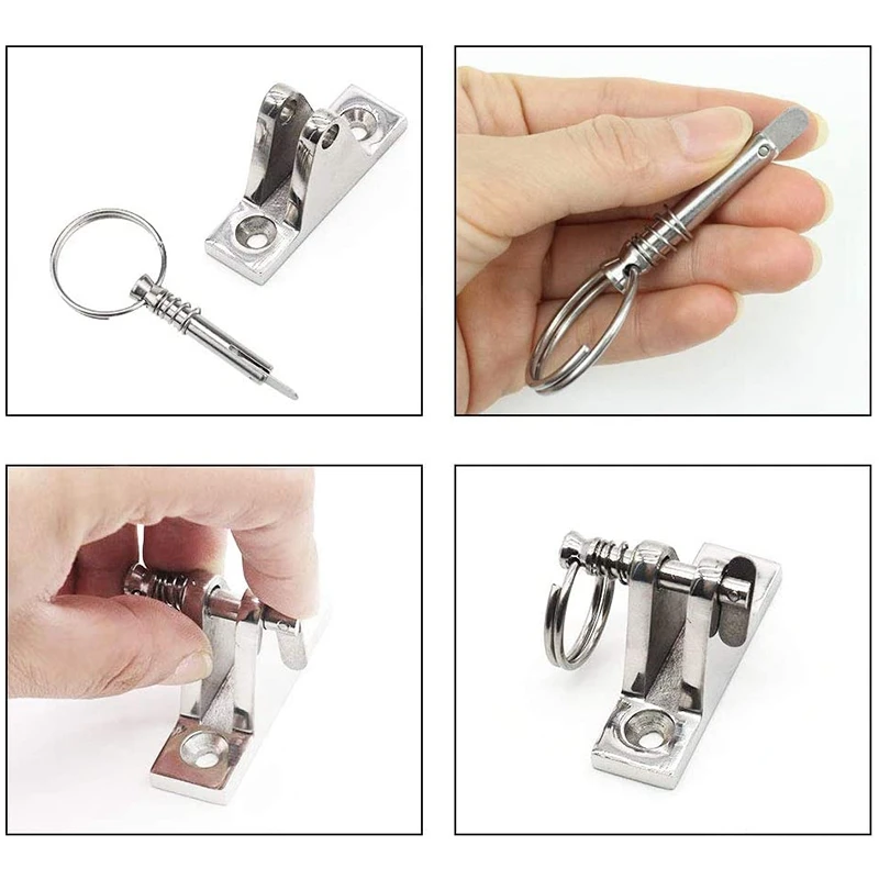6Pcs Quick Release Pin Boat Bimini Top Pins 1/4 Inch Diameter With Drop Cam & Spring, Marine Hardware With Pull Ring
