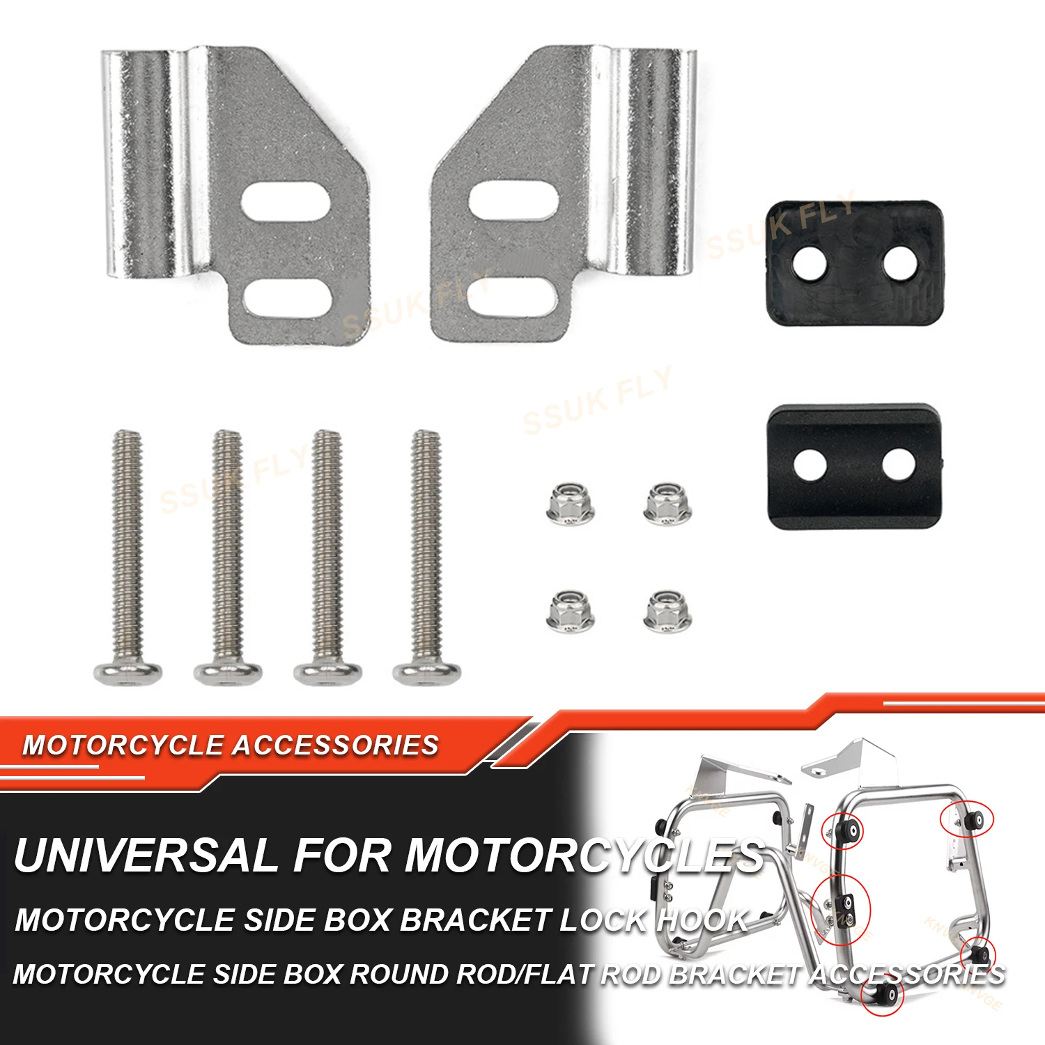 

Motorcycle Side Box Luggage Case Fasteners Pannier Rack Hooks Screw Bolt Frame Mount Bracket Support Kit Accessories