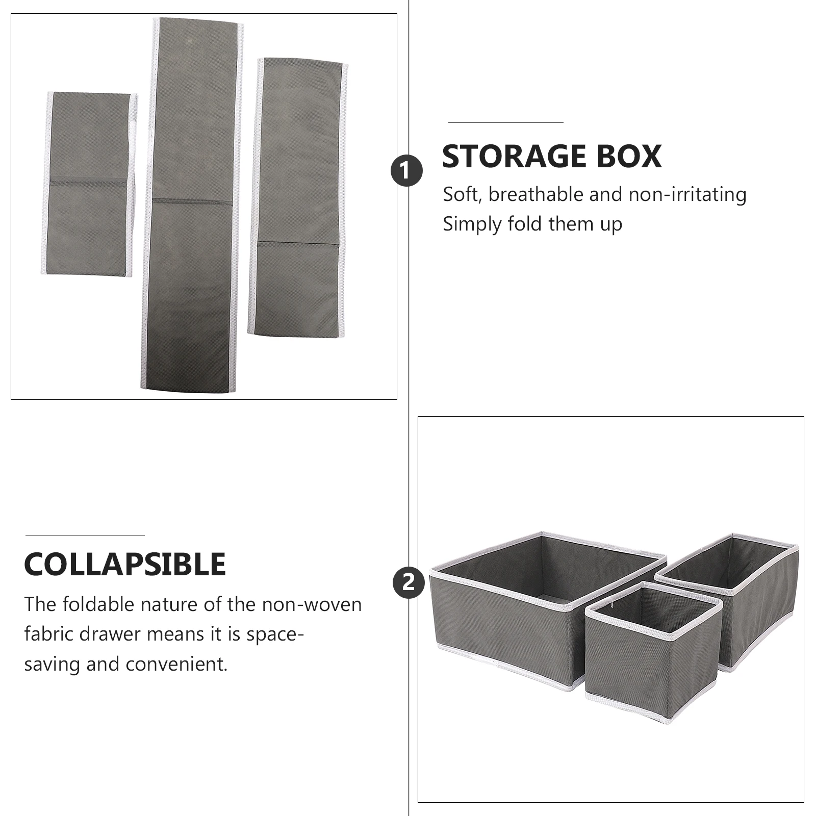 

3 Pcs Wardrobe Storage Box Set Clothes Bins Large Non-woven Fabric Underwear Divider