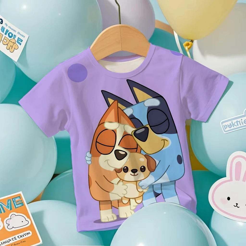 

Новая официальная лицензированная футболка Bluey с 3D-принтом 2026 года, семейный комплект, для мальчиков 4-14 лет, с коротким рукавом