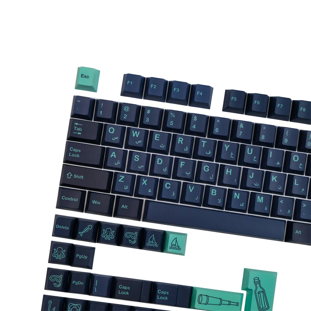 

GMK Arabian Sea Keycap Mechanical Keyboard PBT Keycap Cherry Profile DYE Subbed 140 Keys GMK Mudbeam Coral Key cap
