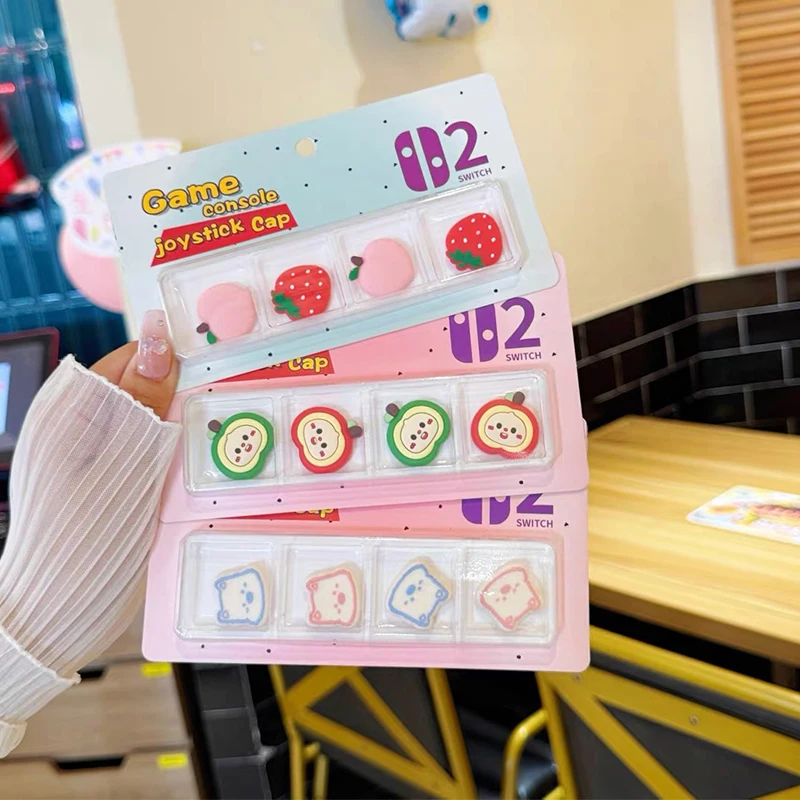 

4PCS Cartoon Silicone Thumb Grip Caps Compatible With Nintendo Switch 2 2025 Joystick Cap Cover for Switch 2 Joy-con Controller