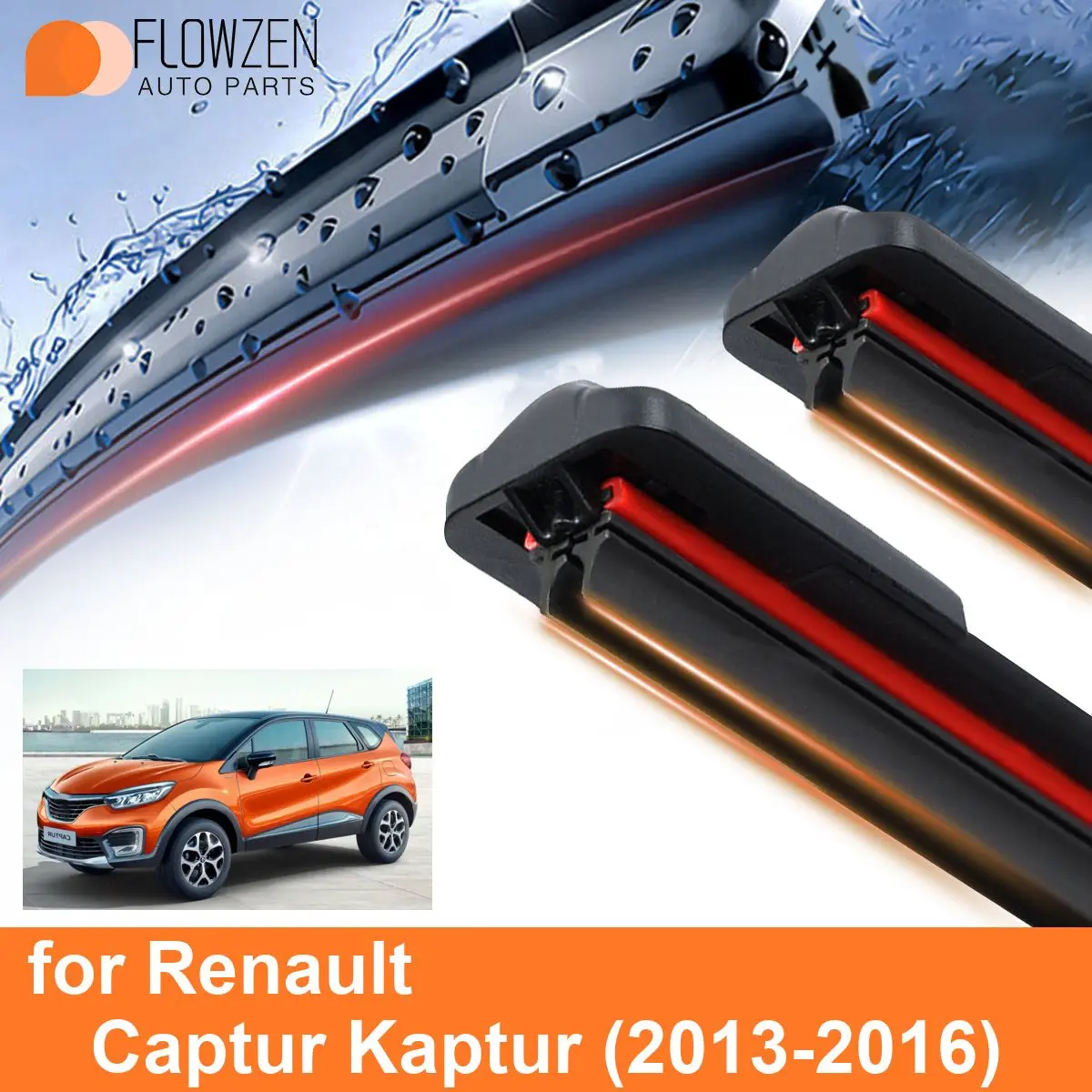 Car Windshield Wiper Blades for Renault Captur Kaptur Double Rubber Frameless Bracketless WipersSoft Accessories 2014 2015 2016