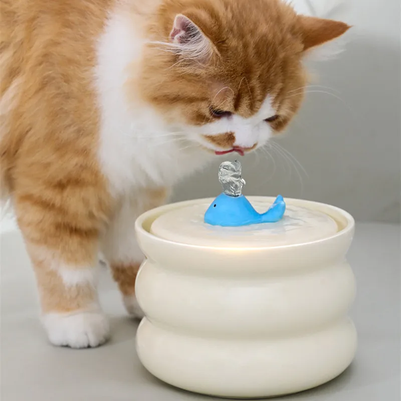 

Ceramic Drinker for Cats, Pet Water Fountain, Indoor Decor,Dog Drinking Bowls,Auto Dog Water Bowl,Cat Accessories, USB Mute Pump