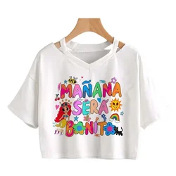 Anni '90 Karol G Heart Crop top donna Manana Sera Bonito Cropped Tshirt futuro sarà bella t-shirt divertente Y2k TShirt femminile