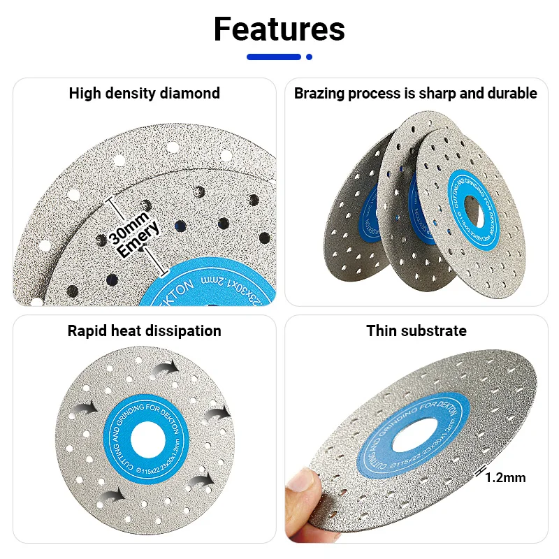 LOZLIN 3pc Rock Grinding Cutting Disc Ultra-Thin Diamond Saw Blade Marble Porcelain Tile Glass 115mm Multi Hole Cutter Plate view 4