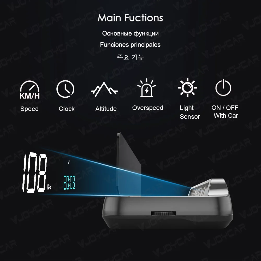 Vjoycar 2023 Newest Auto-Lift Mirror Unique GPS HUD Large & Clear Speed Projector KM/H MPH Clock Car Accessories for All Cars - Image 4
