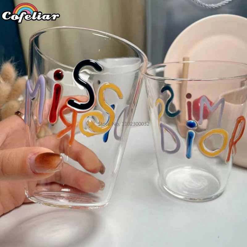 450ml Heat Resistant Glass with Colorful Letter Happy Birthday Smile Cocktail Cups  Coupes Wine Glass Wine Glass