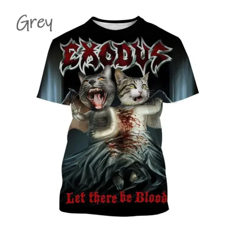 Fashion Men Clothing Metal Rock Exodus Band 3D Print T-shirt Hip Hop Street Unisex Oversized T Shirt Harajuku Short Sleeve Tops