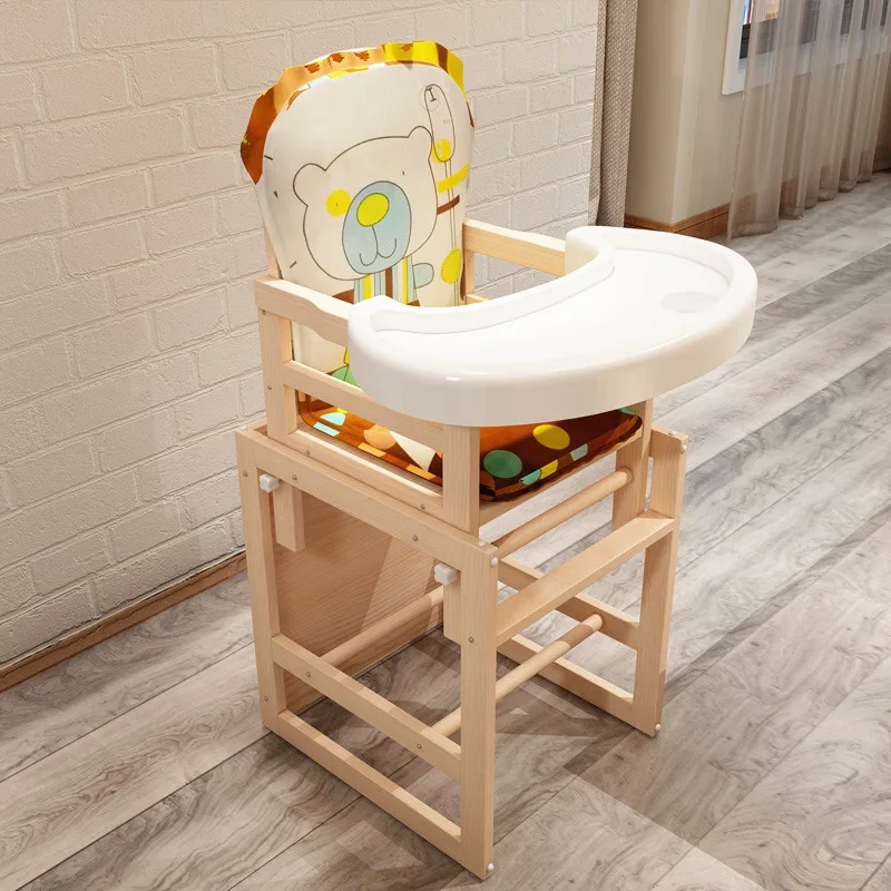 Children\'s Dining Chair Solid Wood Baby Chair Bb Stool Study Table Adjustable Child Seat Multi-purpose Baby Hotel Dining Chair