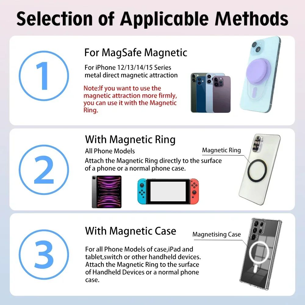 ل Magsafe الهاتف المحمول قبضة توك Griptok آيفون 15/14/13/12 سلسلة مقبس الهاتف المغناطيسي حامل هاتف الجيب