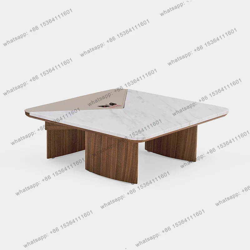 Customizable Italian minimalist natural marble designer creative art light luxury high-end square coffee table