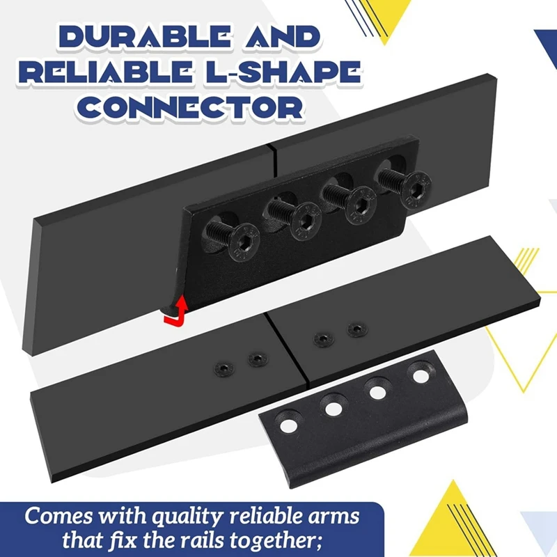 ABJI-2 conjunto de conector de trilho para porta de celeiro deslizante, adaptador de trilho em forma de l com parafusos e porcas
