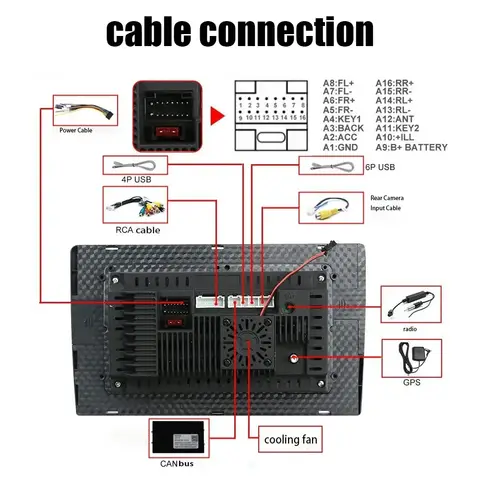 9인치 6+128GB 2DIN 카 라디오 애플 안드로이드 14 헤드 유닛 카플레이 자동 지능형 시스템 멀티미디어 플레이어 GPS WIFI 후방 카메라