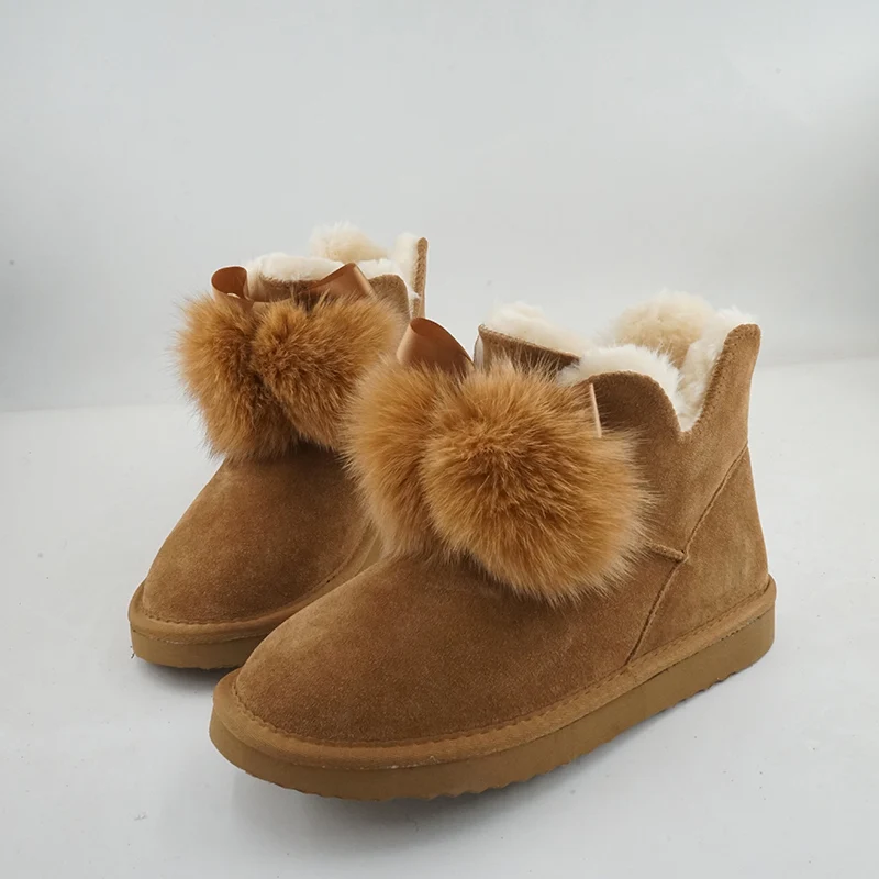 

2026 Shoes Women Genuine Leather Snow Boots Warm Winter Boots Women Ankle Boots Warm Winter Shoes Thick Plush Flats Shoes