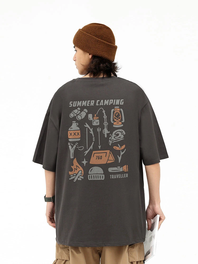 New Japan and South Korea Short Sleeve T-shirt Neutral New Spring Summer Outdoor Sports Round Collar Leisure All Match T-shirt