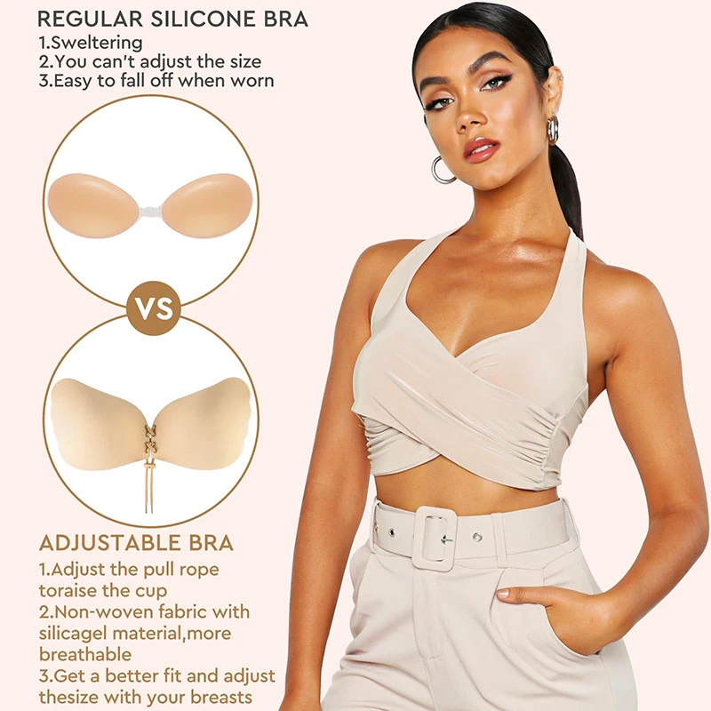 1/2 Pairs النساء الصيف عارية الذراعين حمالة الصدر رفع لاصق غير مرئية رفع حمالات الصدر حمالة عارية الذراعين لزجة رفع البرازيلي #3