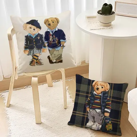 Funda de cojín de lujo P-Polo B-Bears, cojín decorativo para sofá, cabecera del hogar, respaldo del dormitorio, cojín cuadrado, tiempo de siesta