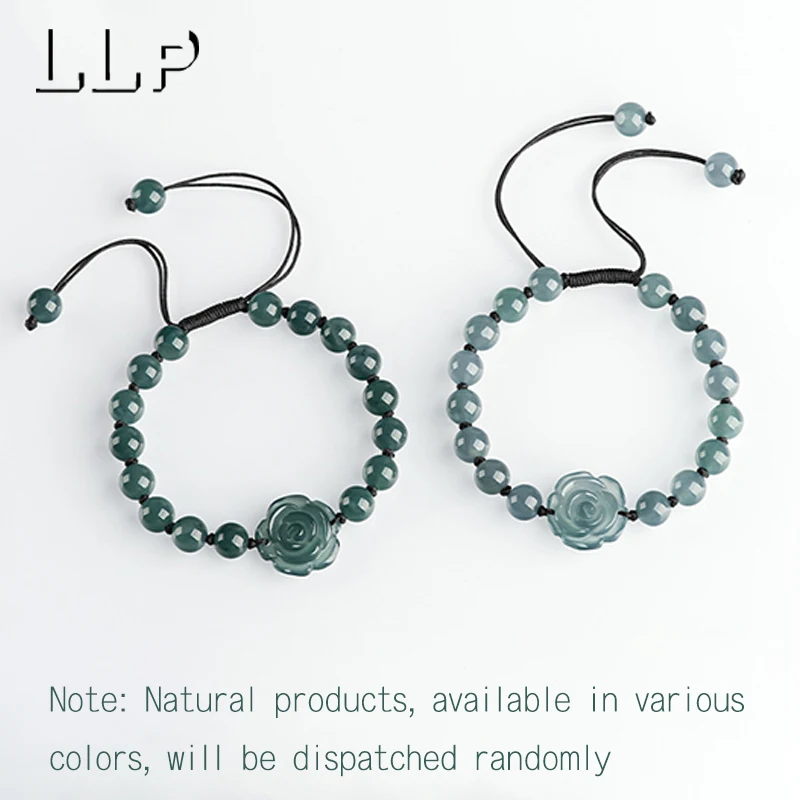 

Браслет из натурального нефрита с голубой водой и розой, прозрачный браслет с резным цветком ледяного типа, легкие роскошные женские украшения в стиле ретро