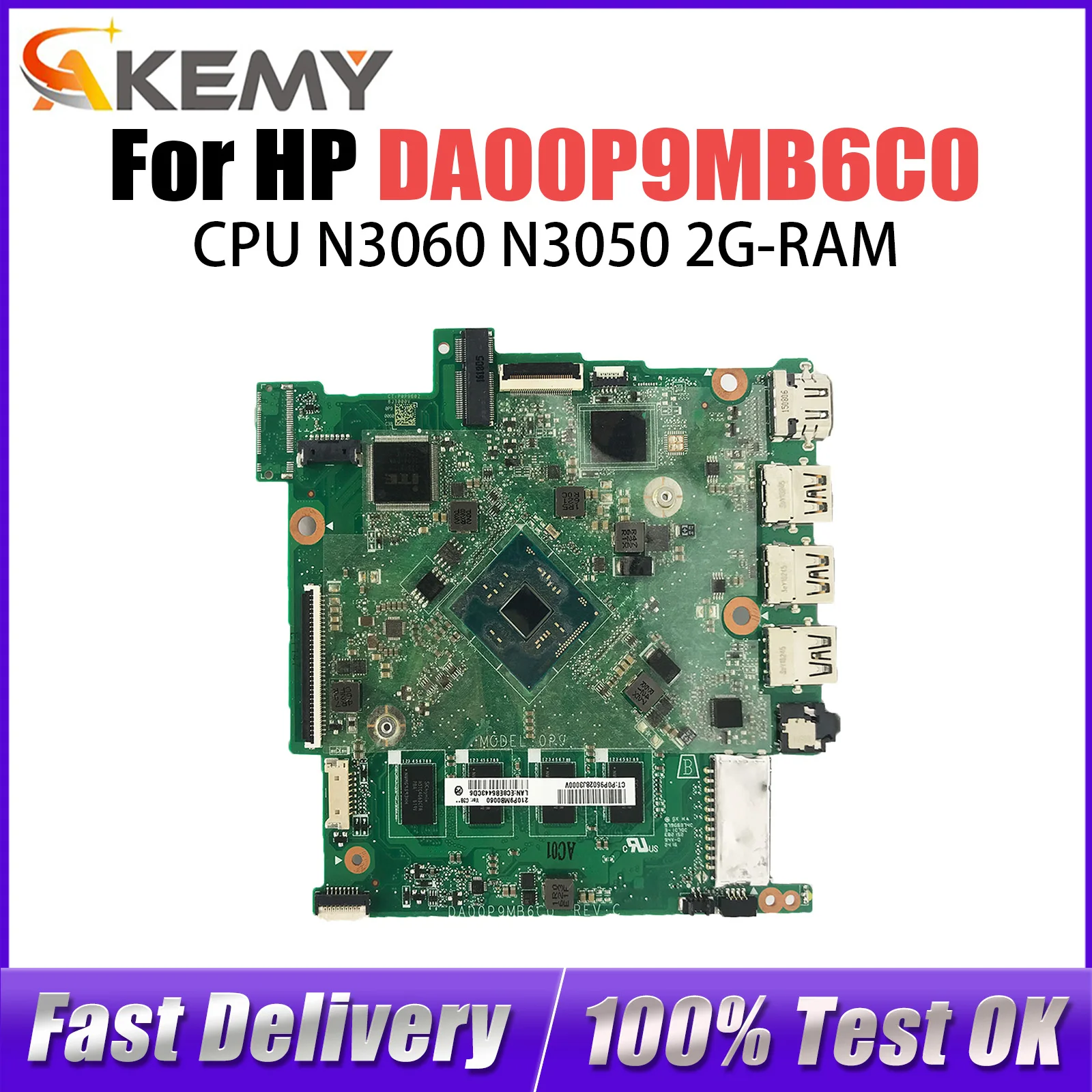 

DA00P9MB6C0 For HP Pavilion 14-BS Laptop Motherboard With N3060 N3050 CPU 2G RAM 100% Tested OK