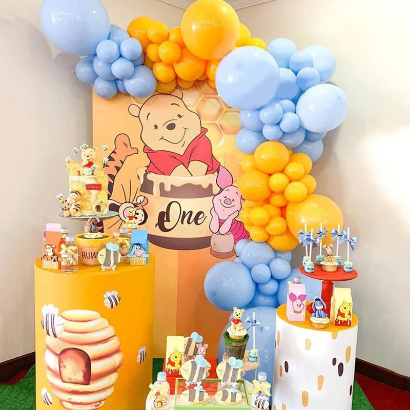 Winnie de Disney the Pooh & Tigger Piggy Pigeon, cadena de globos colorida con números dorados, regalo de ducha de cumpleaños para vacaciones, juego de globos para fiesta