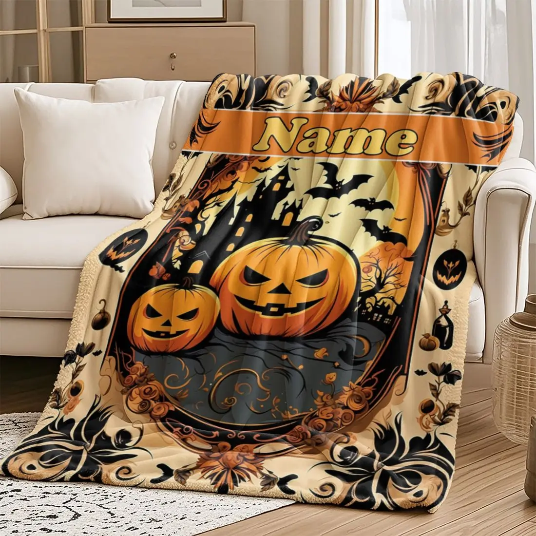 1 Piece Custom NAME Personalized Flannel Blanket - Ideal Gift for Christmas, Halloween, Birthdays, and Anniversaries, Soft, War