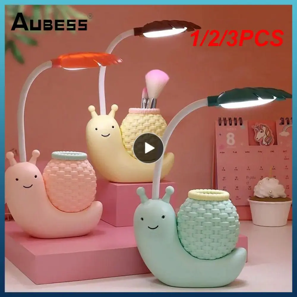 1/2/3PCS Cartoon LED Snail Desk Lamp Children Bedroom Night Light  Reading Study Birthday Christmas Gift Home Decorations Eye