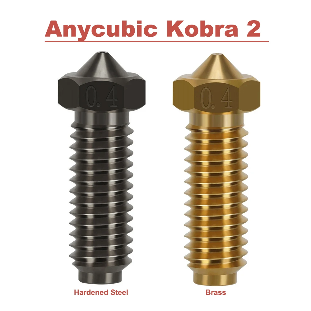 2pcs E3D High Precision Anycubic Kobra 2 Volcano Nozzle 0.4mm Brass Nozzles Hard Steel 1.75mm Filament 3DPrinter Parts