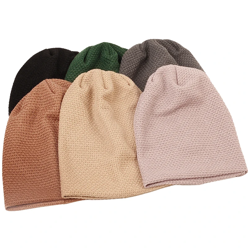 Geebro Women Knitted Plain Skullies Beanies Hats Autumn Winter Solid Color Elasticity Beanies Caps Ladies Casual Bonnets Gorros