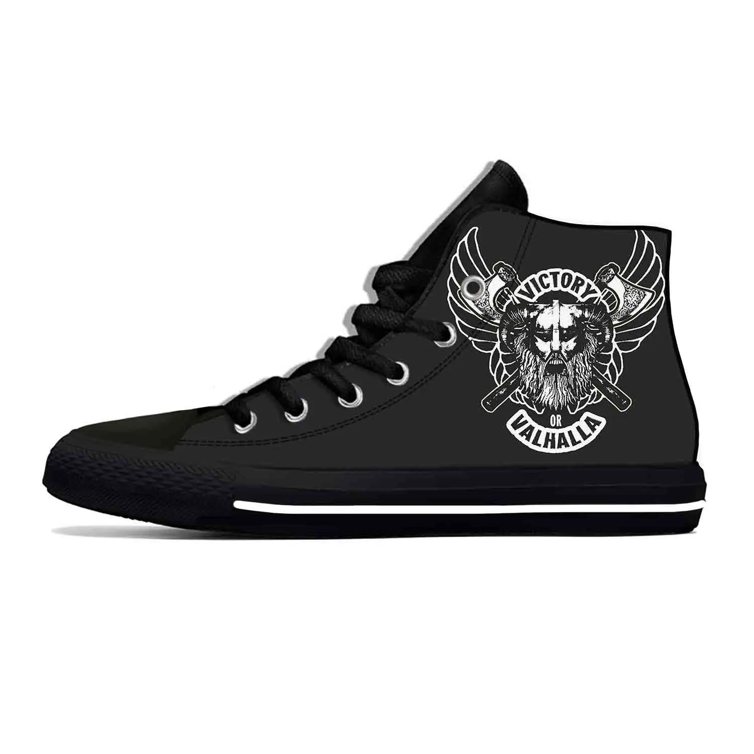 Victory or Valhalla Odin Viking Legend Casual Shoes High Top Lightweight Breathable Summer Board Shoes Men Women Latest Sneakers