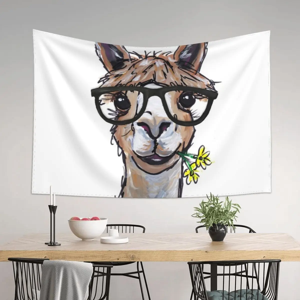 

Alpaca art, alpaca with glasses art, cute alpaca art Tapestry Kawaii Room Decor Room Decor Aesthetic Tapestry