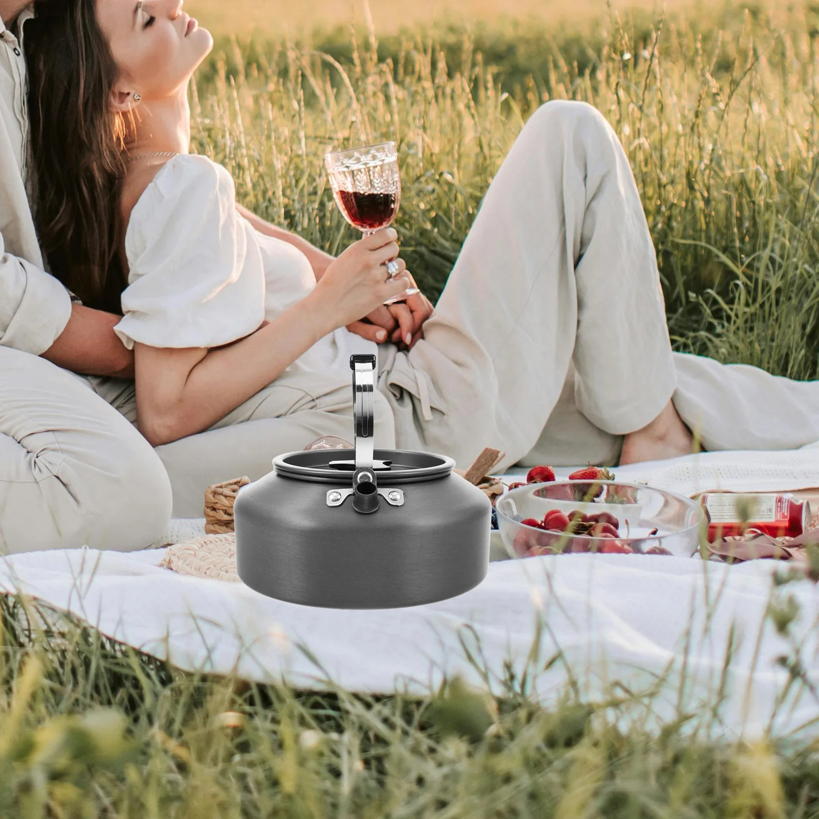 

Portable Camping Kettle Aluminium Alloy Outdoor Tea Kettle Multi-Function Stove Top Water Pot For Hiking Storage