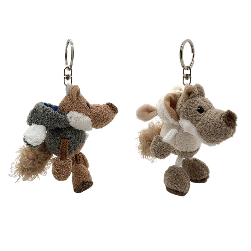 10cm Cute Fluffy Fur Wolf Keychain Mini Plush Doll Schoolbag Charm Mini Pendant Keychain Plush Bag Charm Children's Toys Gifts