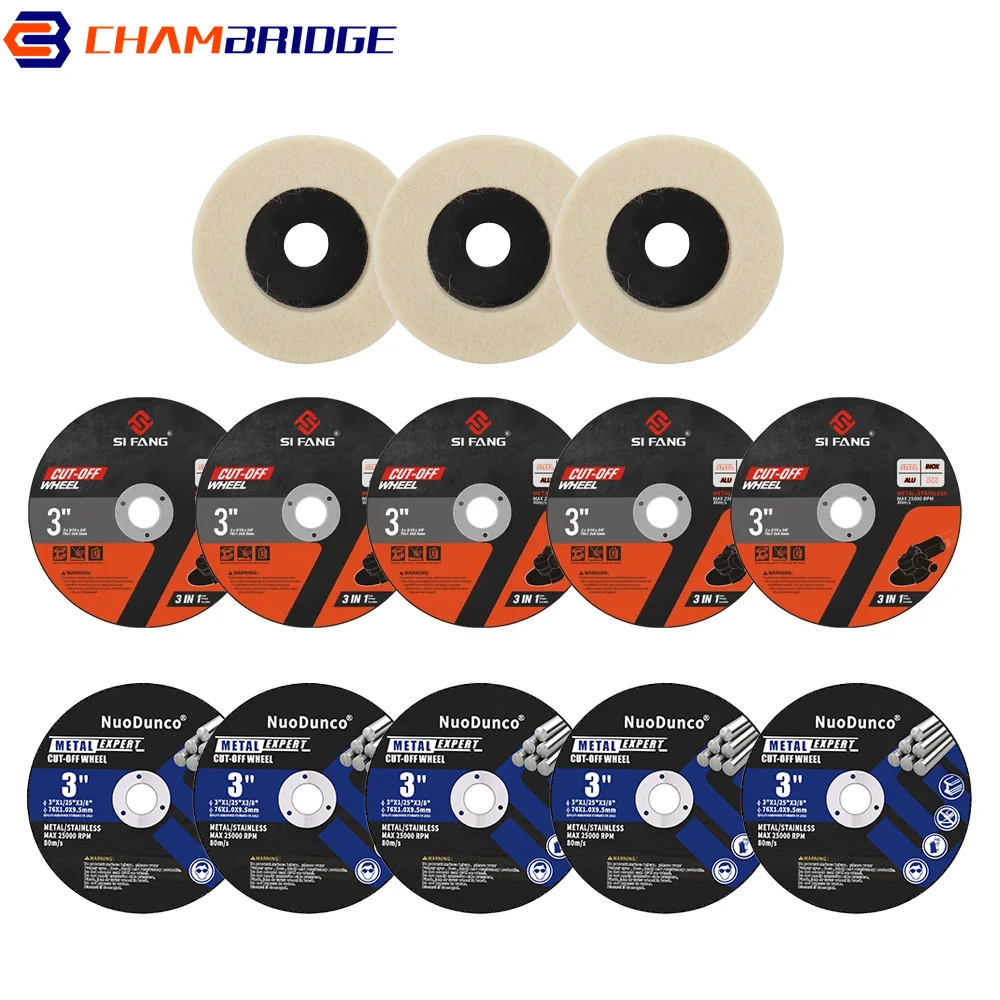 

13Pcs 3Inch Mini Metal Cutting Disc Circular Resin Saw Blade Grinding Wheel Wool Polishing Wheel Polishing Pads For Steel Stone