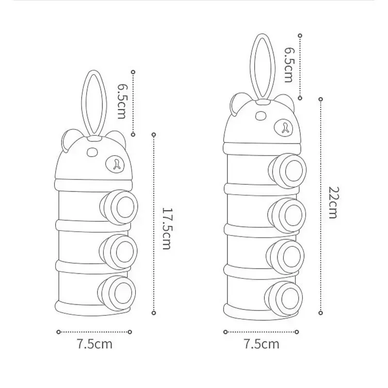 Boîte de rangement portable pour aliments pour bébés, style ours, 3 couches, 4 couches, plusieurs ouvertures, céréales, dessin animé, lait en poudre