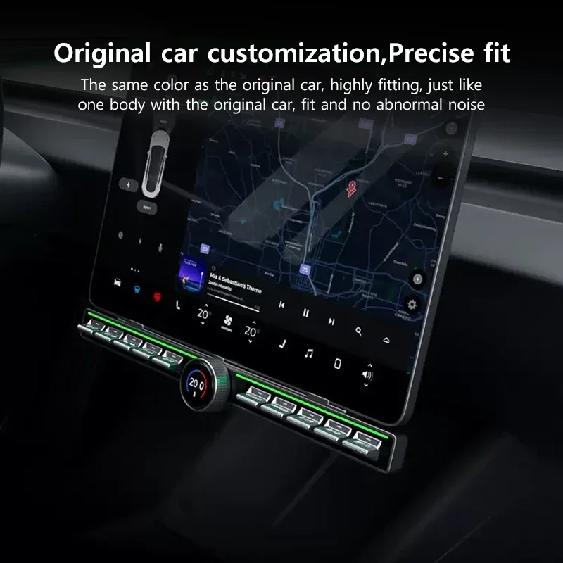 Pantalla de Control Central, botones físicos inteligentes para Tesla Model Y 3 2021-2024 con Panel multifunción de iluminación ambiental