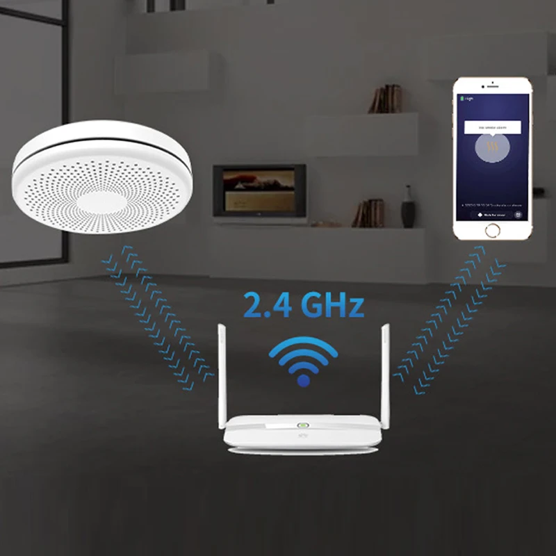 Sensor Detector de humo y monóxido de carbono, dispositivo con WiFi, Tuya e Smart Life, 2 en 1