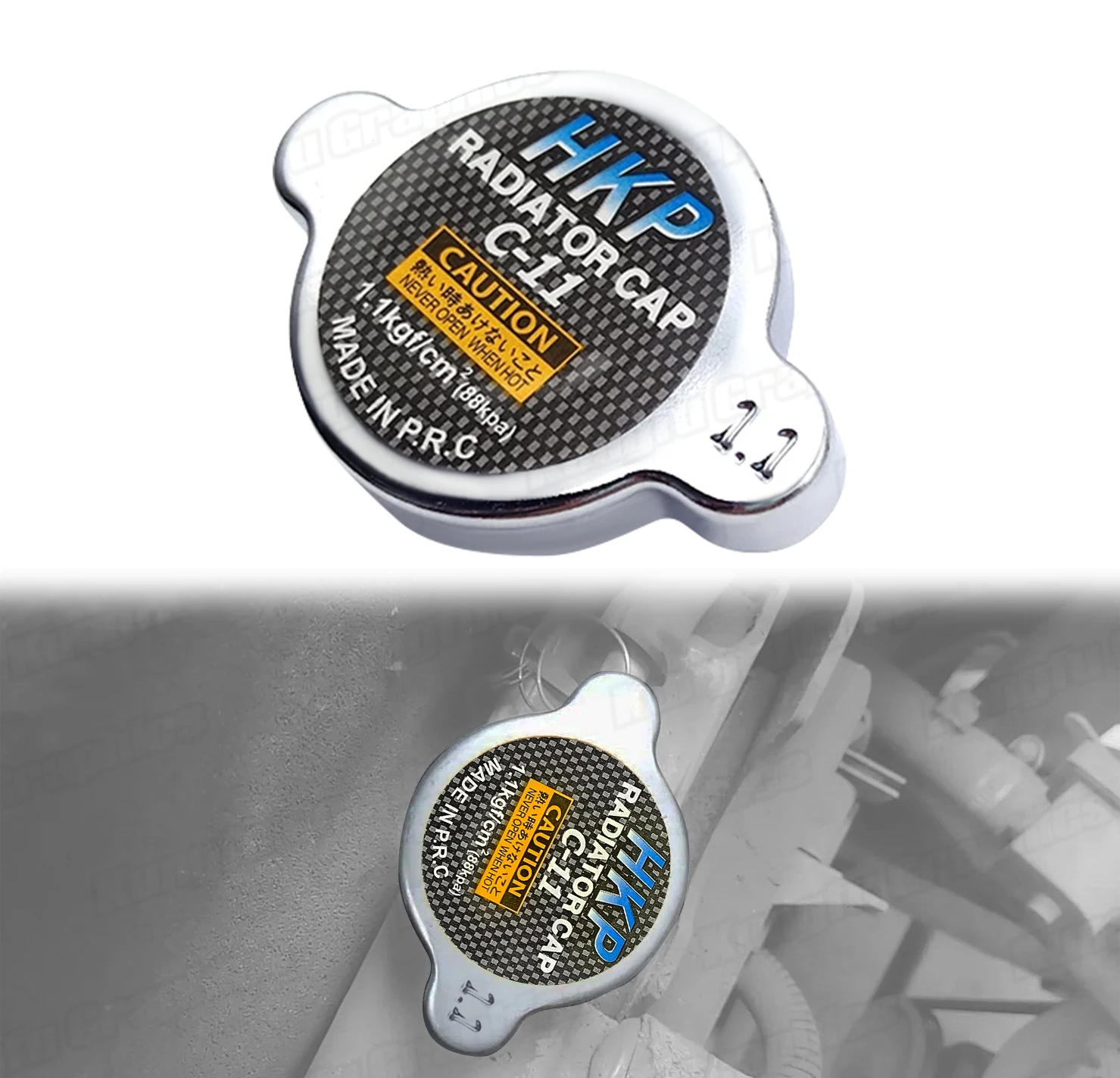 JY RACING Motorcycle Stainless Steel Radiator Cap Sub-Assembly Cover 1.1 Bar Universal for Auto Dirt Bike ATV UTV Van Motocross