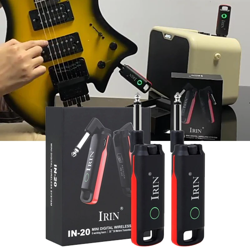 Wireless Guitar System Built-in Rechargeable 99 Channels Wireless Guitar Transmitter Receiver for Electric Guitar Bass