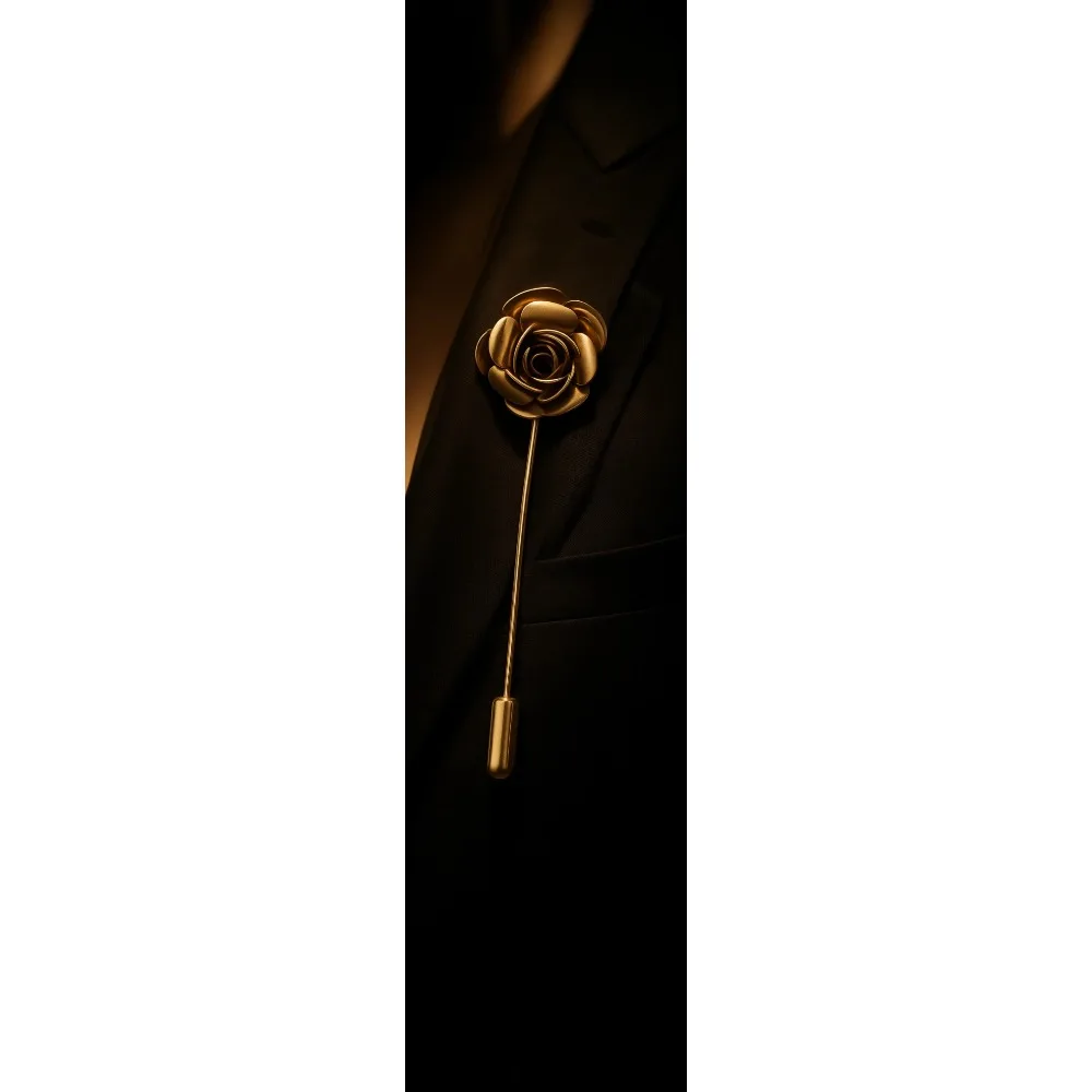 

Мужская металлическая золотая брошь-цветок для лацкана рубашки
