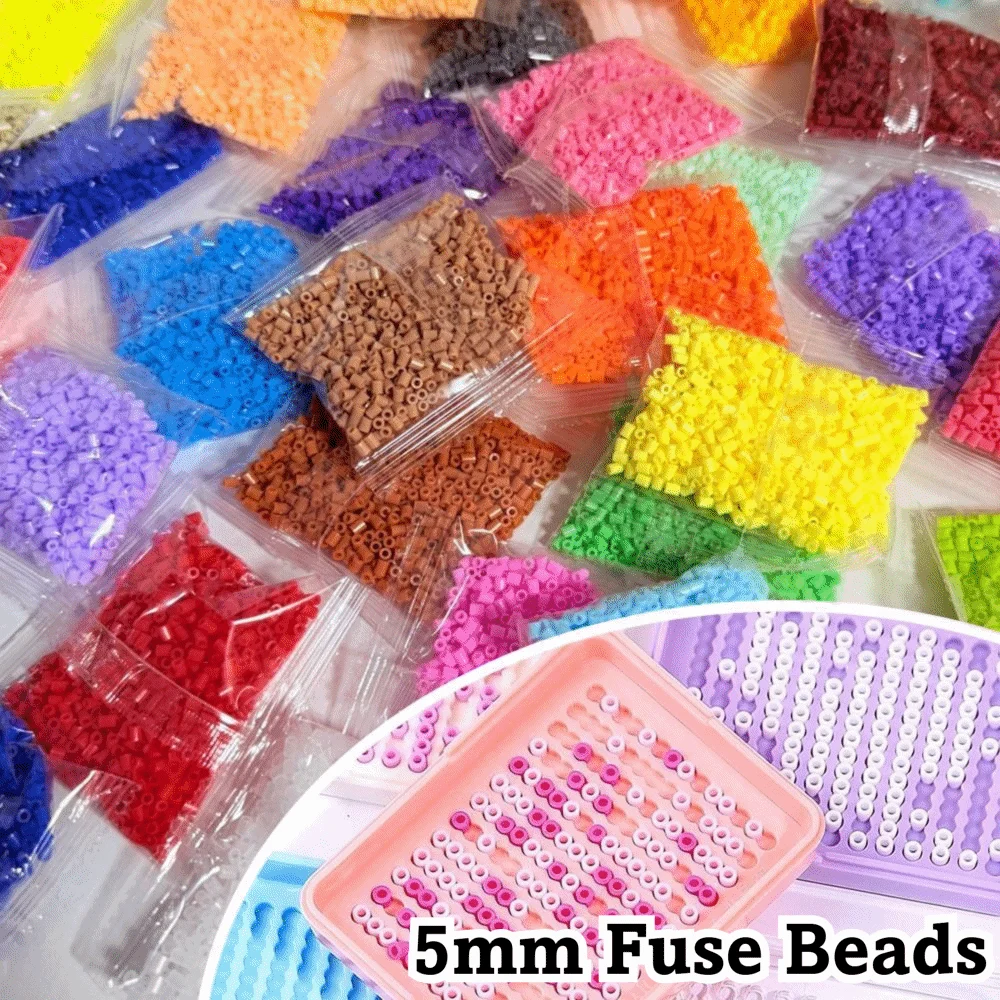 500Pcs New High-Transparency 5mm Fuse Beads Heat Press Handmade Pixel Puzzle Iron Beads Perler Bead Children