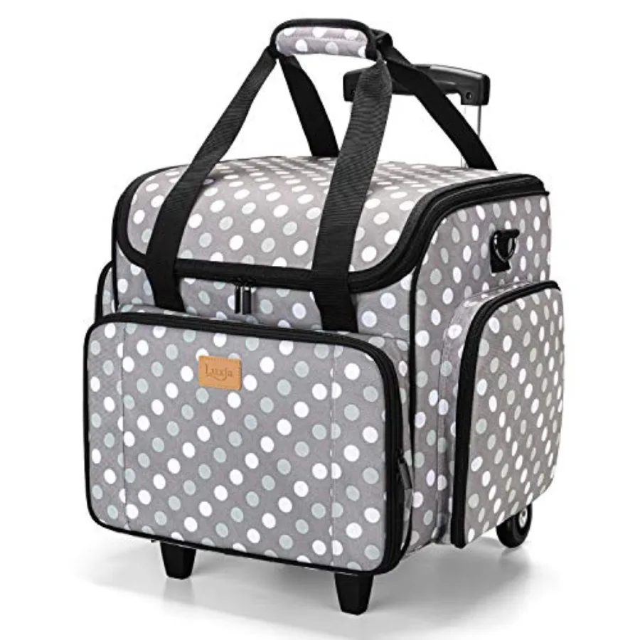

Sewing Machine Case with Detachable Dolly for Home and Studio Use Polyester Fabric Black Water-Resistant and Shock-Absorbing wi