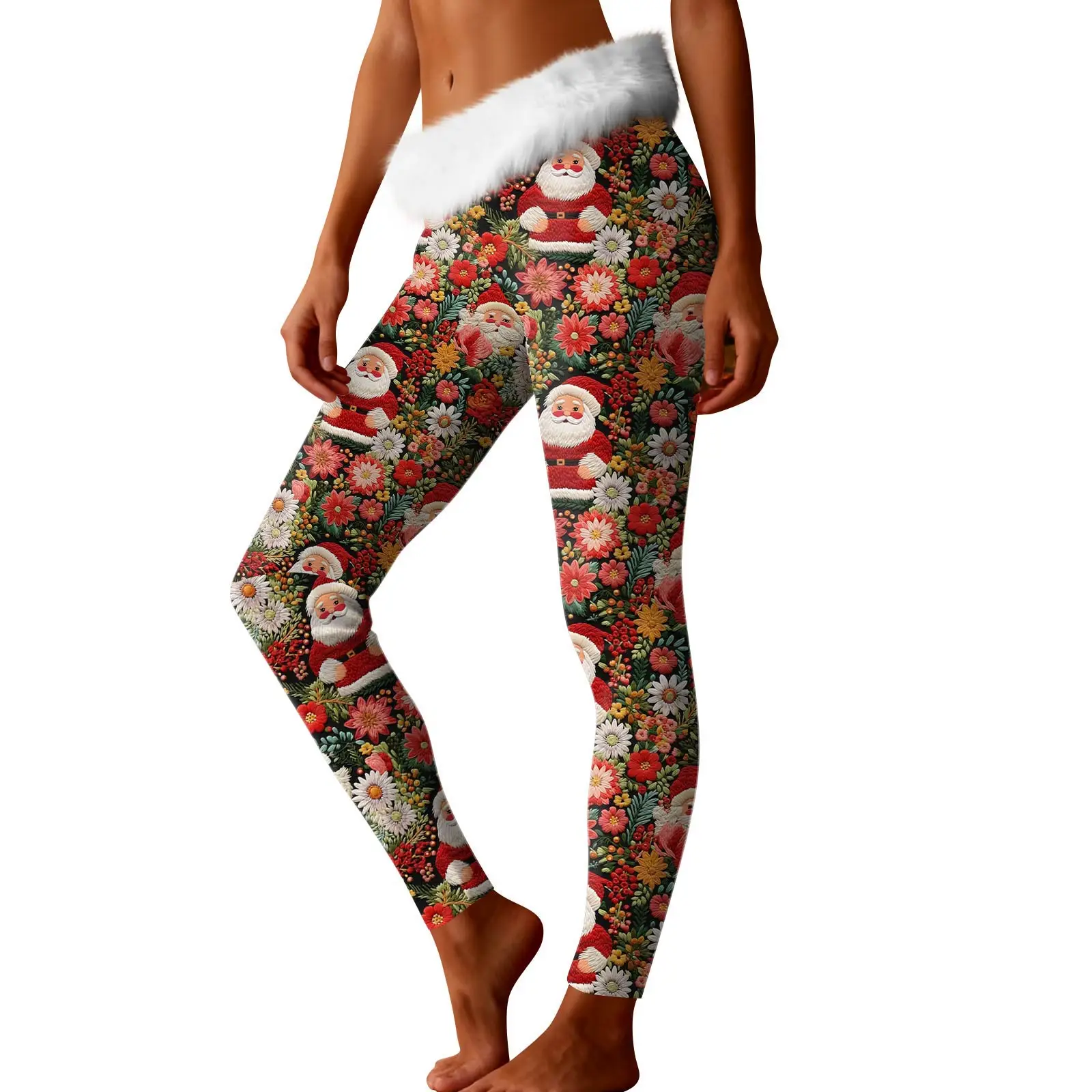 Christmas Printed Casual Leggings Ladies' Fashionable Casual Leggings Christmas Pattern Leggings Home Leggings